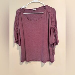 Eyeshadow Burgundy and White Striped Top